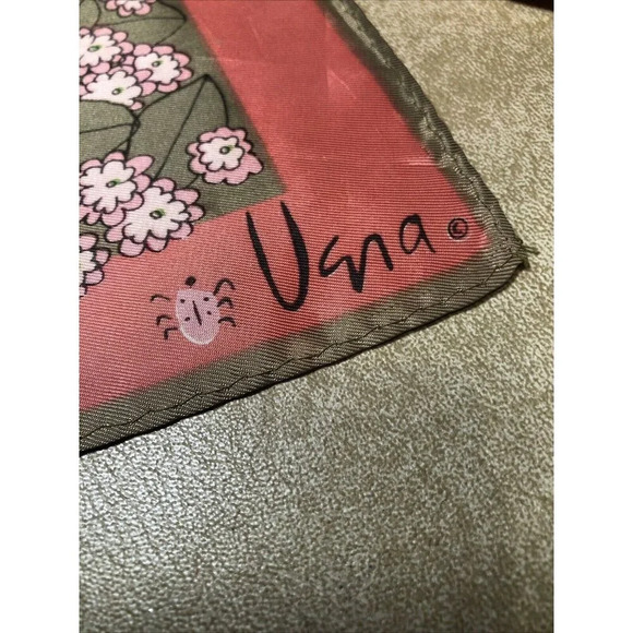 Vintage 1960s 100% Polyester Coral Floral Vena Scarf 22” - Picture 7 of 7